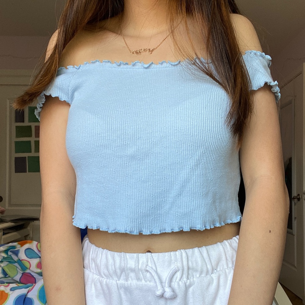 Pacsun Light Blue Cropped Shirt